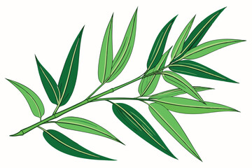 26 Vibrant green bamboo leaves, X-shaped composition, Isolated on white background, Crisp details, High contrast, Botanical illustration style, Fresh and lively, Close-up view, Zen-inspired, Minimalis