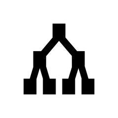 Illustration of a black tree structure with a top node branching into two and then four nodes, isolated