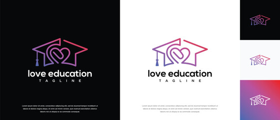 Love education logo design. Love education hat logo template. Education logo symbol icon