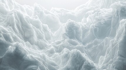 Obraz premium A vast landscape of textured white peaks and valleys subtly illuminated by soft light creates a tranquil and ethereal atmosphere. The intricate formations suggest a dreamlike terrain