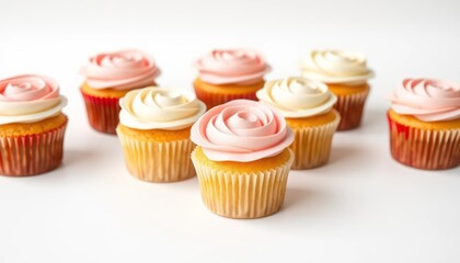 Delicate cupcakes with rose frosting
