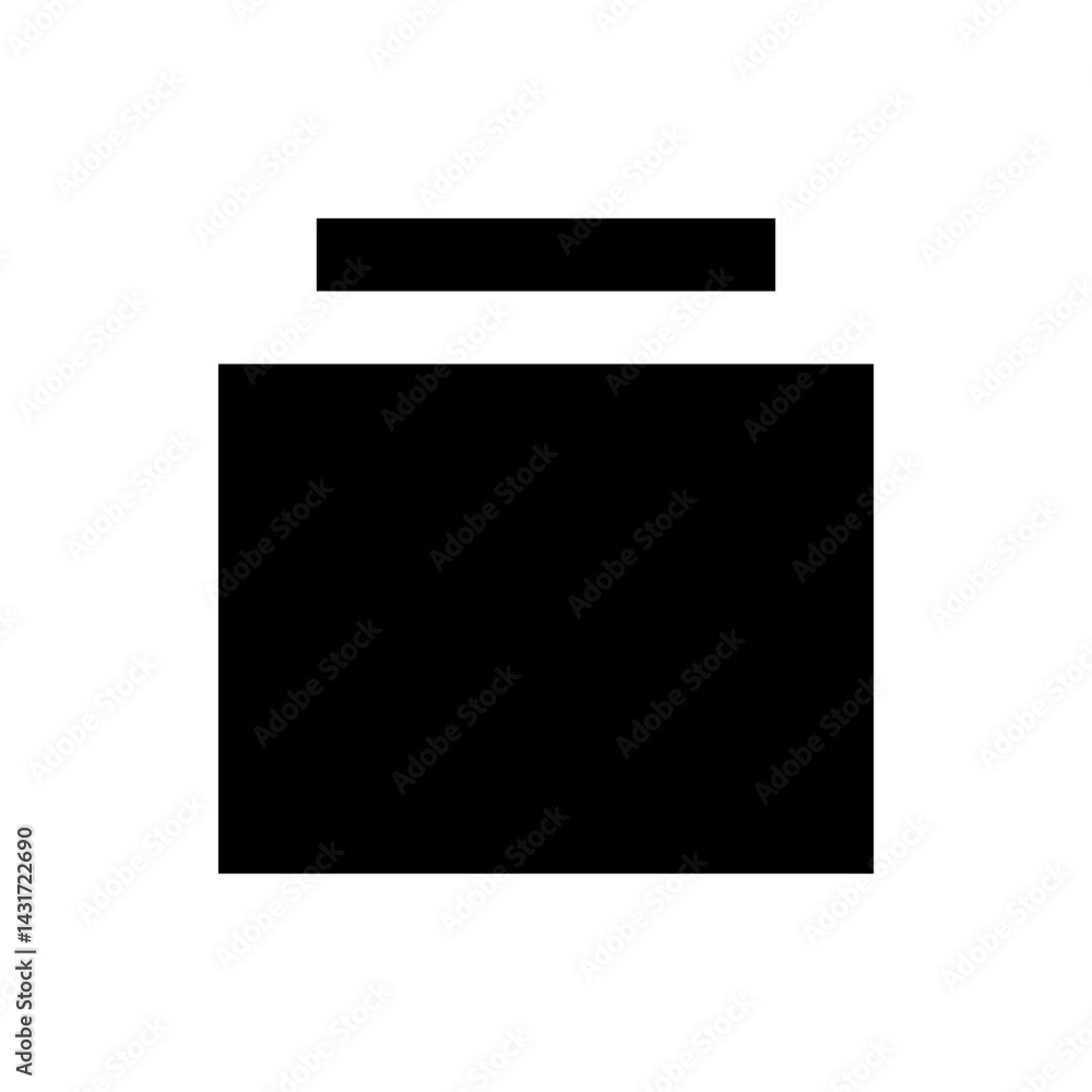Poster a simple illustration of two black rectangles stacked vertically with a white background showcasing 