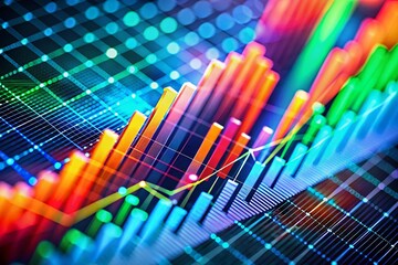 Obraz premium Macro Shot of Vibrant Colorful Business Charts & Graphs Data Visualization