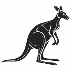 Professional Kangaroo Silhouette - Black, Vector Style, Wildlife Icon.