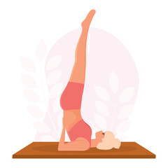 Shoulder stand yoga pose. Vector