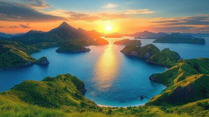 Tropical Island Sunset Paradise