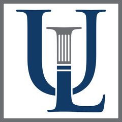 UL initial monogram for law firm logo with scales vector image