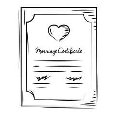 Marriage certificate sketch. Vector