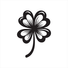 Four Leaf Clover Icon Vector,Lucky Clover Leaf Illustration,Black Clover Leaf Silhouette,Four Leaf Clover Graphic Design,Simple Lucky Leaf Vector Art