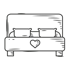 Romantic double bed icon. Vector