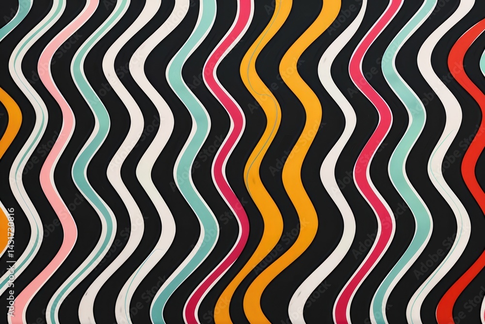Poster abstract red and orange wavy lines on a dark background. digital art for vibrant and modern design. 