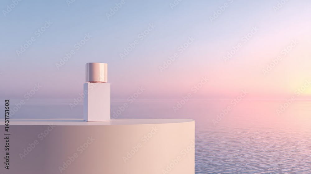 Poster elegant empty podium awaits set against serene backdrop offering ample copy space for minimalistic p