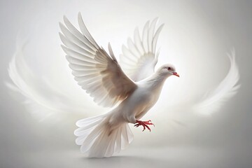 Fototapeta premium Majestic Flying Dove: Long Exposure Photography, Isolated on White Background