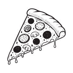 Pizza Slice Silhouette Clipart | Crispy Pizza Slice PNG, Vectors & Outline Designs