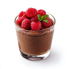 Chocolate mousse on white background