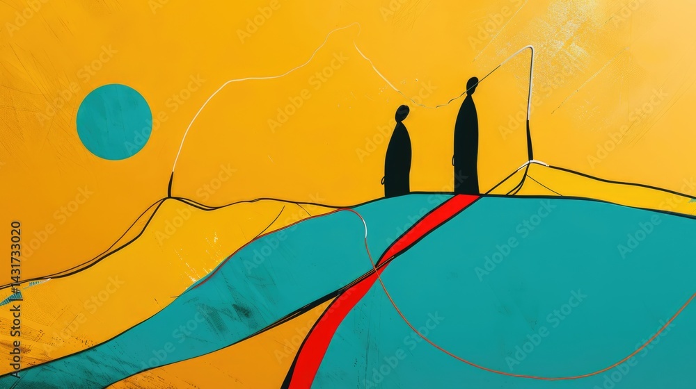 Aufkleber colorful abstract shapes in a modern geometric design. artistic image of minimalistic artwork with b