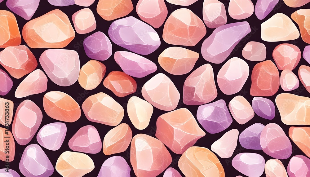 Poster a seamless pattern of colorful pebbles on a dark background