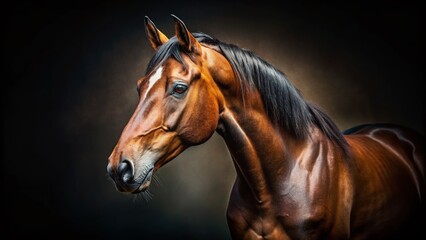 Majestic Horse Portrait: Dramatic High-Contrast Studio Photography
