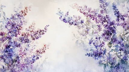 Elegant wedding invitation card background . Minimal hand painted watercolor Lilac flowers texture template background. Design for wedding, vip cover, poster, rsvp moderncard.Valentine's Day