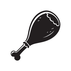 Chicken Leg Piece Silhouette Clipart | Tasty Drumstick PNG, Vector, Outline Designs