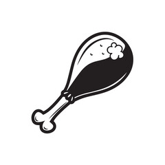 Chicken Leg Piece Silhouette Clipart | Tasty Drumstick PNG, Vector, Outline Designs