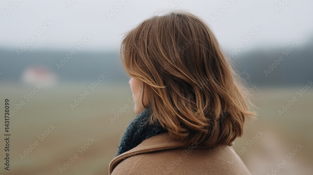 Poster capture serene portrait of parent of any race age or gender against blurred background emphasizing m