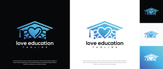 Love education logo design. Love education hat logo template. Education logo symbol icon