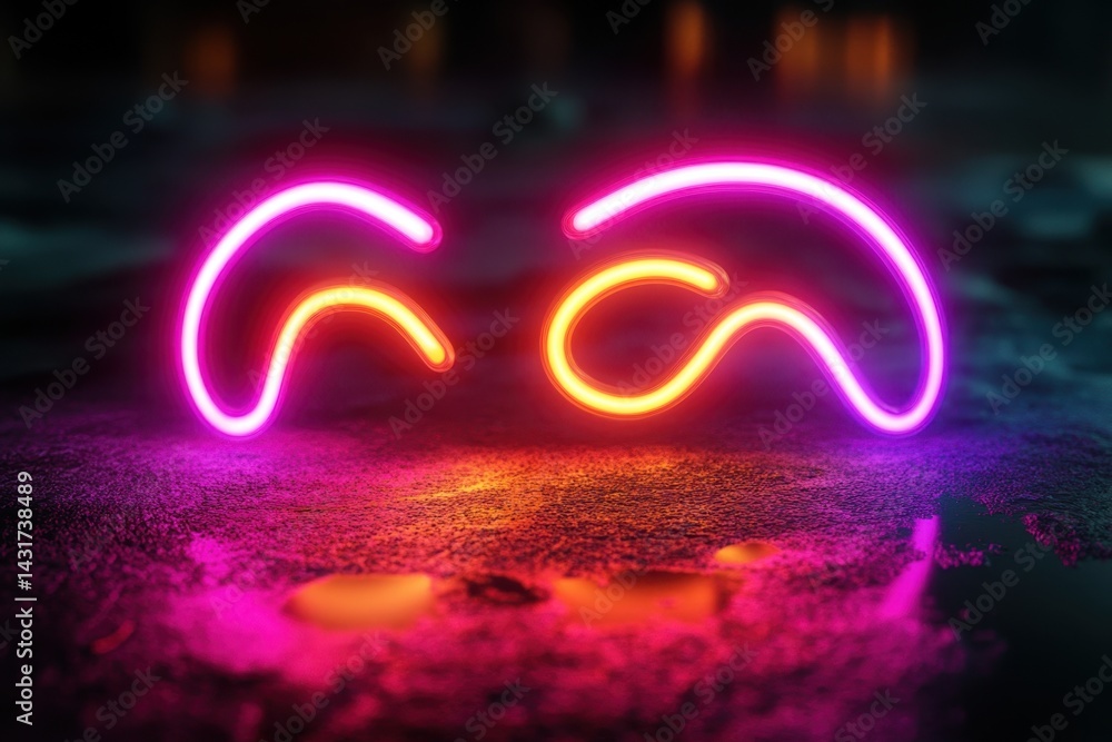 Aufkleber colorful neon light patterns create a vibrant display on a reflective surface