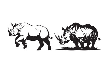 Rhino Silhouette Vector Art Powerful Wildlife Animal Illustration