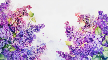 Elegant wedding invitation card background . Minimal hand painted watercolor Lilac flowers texture template background. Design for wedding, vip cover, poster, rsvp moderncard.Valentine's Day