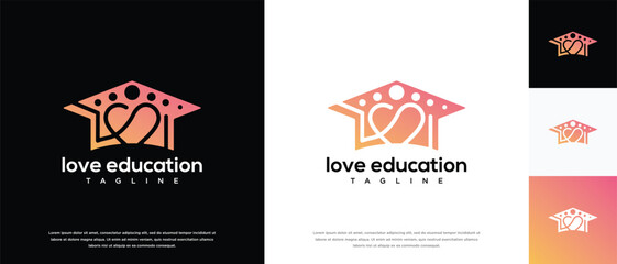Love education logo design. Love education hat logo template. Education logo symbol icon