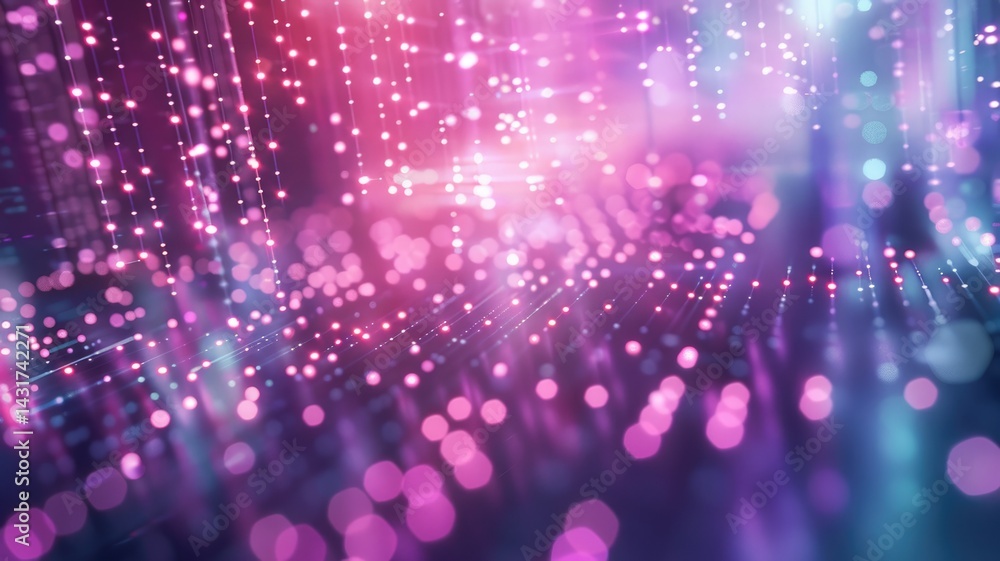 Poster abstract picture micro light sparkling particle represent data flow vivid flowing wave with high tec