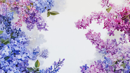 Elegant wedding invitation card background . Minimal hand painted watercolor Lilac flowers texture template background. Design for wedding, vip cover, poster, rsvp moderncard.Valentine's Day