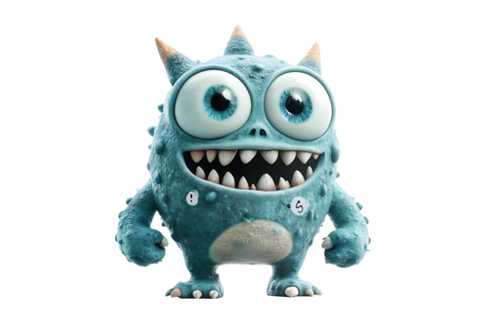 A cute little cartoon monster isolated on transparent background
