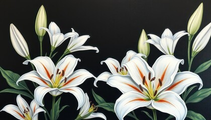 Detailed Lilies against a Dark Background