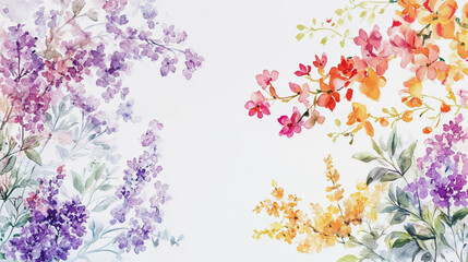 Obraz premium Elegant wedding invitation card background . Minimal hand painted watercolor Lilac flowers texture template background. Design for wedding, vip cover, poster, rsvp moderncard.Valentine's Day