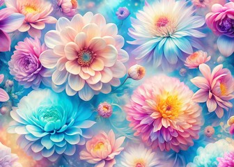 Obraz premium Manga Floral Pattern: Long Exposure Bloom, Vibrant Anime Style Background