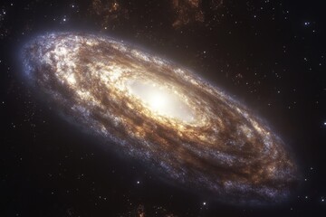 Fototapeta premium Stunning spiral galaxy brightly illuminated in the vastness of space