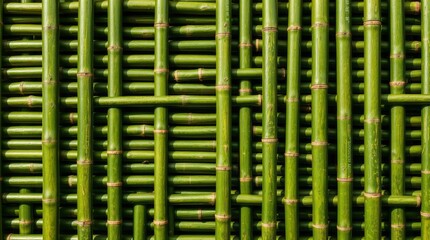 Bamboo Wall Texture Green Interlocking Pattern