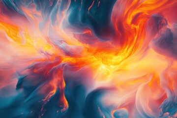 Fototapeta premium Vibrant abstract swirl of colors representing a dramatic cosmic event at dusk