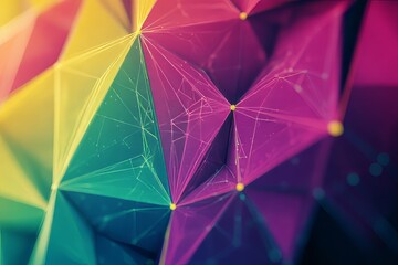 Abstract geometric design with vibrant hues and intricate patterns.