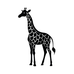 Black Vector Silhouette Giraffe Looking Back