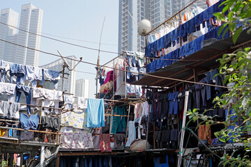 laundry at the dhobi ghat slum in mumbai