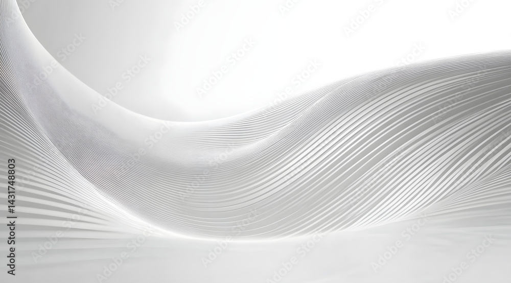 Poster waves of white stripes create a calming background effect