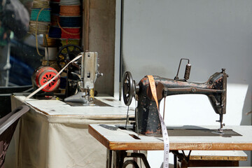 sewing shop in dharavi slum in mumbai