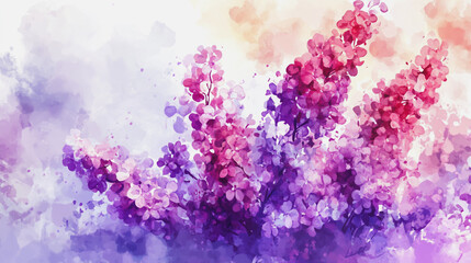 Elegant wedding invitation card background . Minimal hand painted watercolor Lilac flowers texture template background. Design for wedding, vip cover, poster, rsvp moderncard.Valentine's Day

