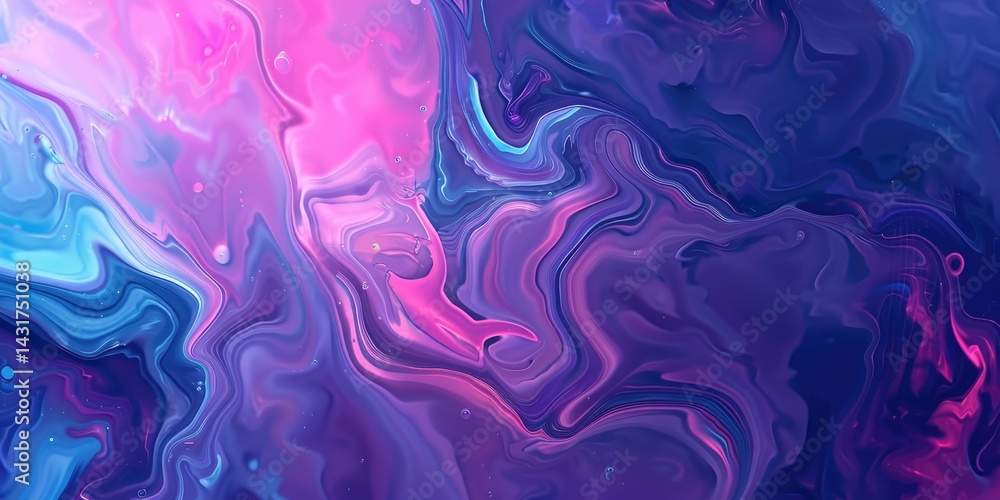 Poster abstract fluid design in shade of purple and blue. background image of liquid or fluid texture with 