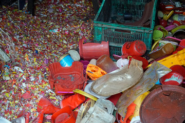 plastic recycling at the dharavi slum in mumbai, india