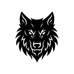 Dire Wolf Face Front Silhouette Illustration