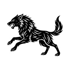 Leaping Dire Wolf with Abstract Flame Body